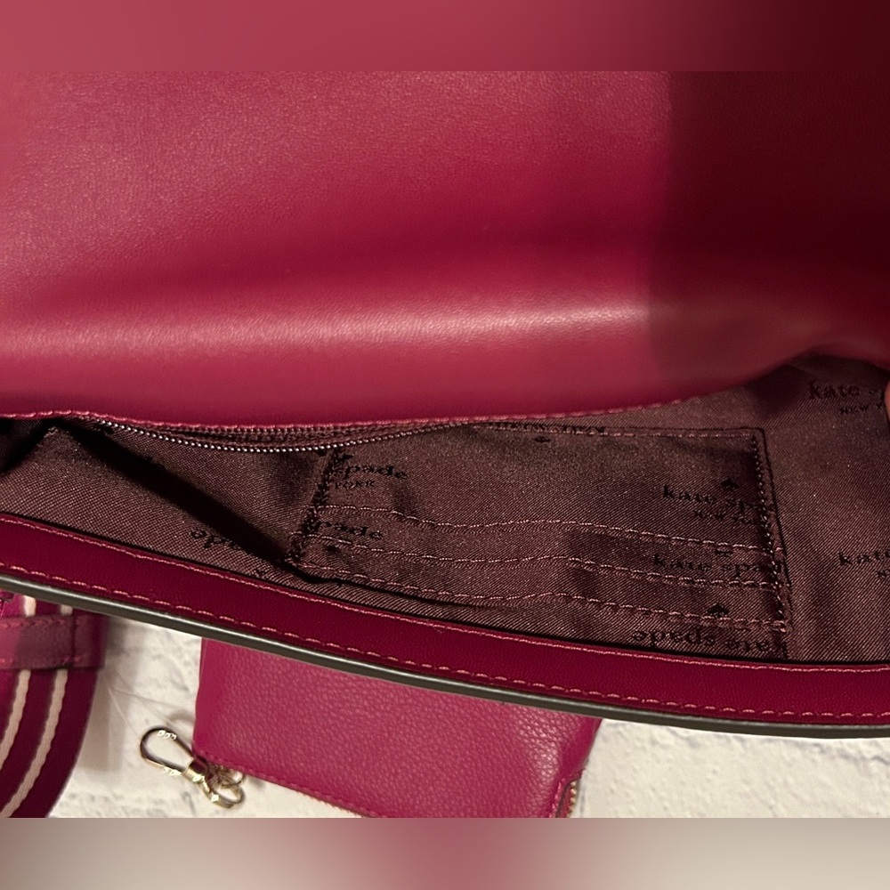 NWT Kate Spade Raspberry Pebbled Leather Crossbody and Coin Purse (Retail $349) - Picture 4 of 9